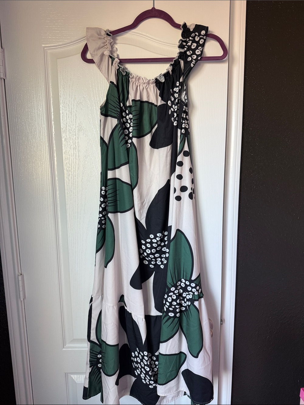 Green & Black Floral Maxi Dress